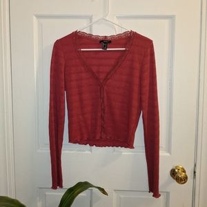 Lined with Lace, red long sleeve